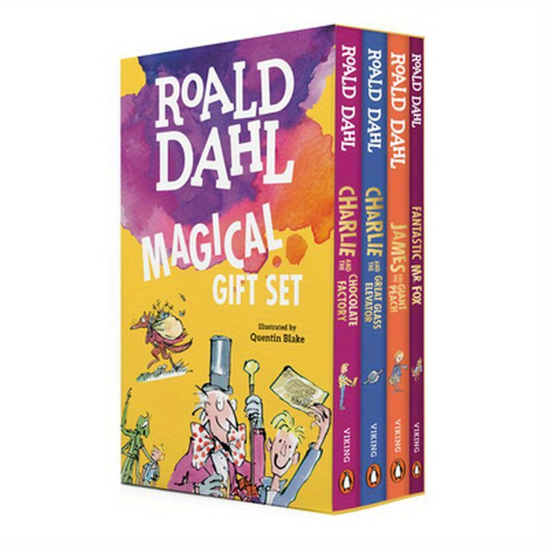 Roald Dahl Magical Gift Boxed Set (4 Books): Charlie and the Chocolate Factory, James and the Giant Peach, Fantastic Mr. Fox, Charlie and the Great Gl
